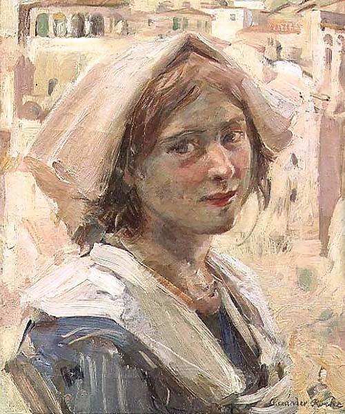Alexander Ignatius Roche Italian Peasant Girl Sweden oil painting art
